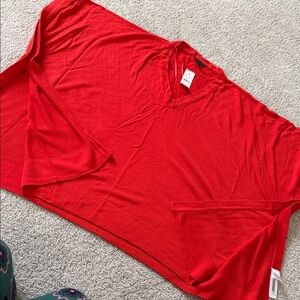 Ann Taylor Vibrant Red V-Neck Sweater